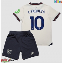 Camiseta West Ham United Lucas Paqueta #10 Visitante Equipación para niños 2025-26 manga corta (+ pantalones cortos)
